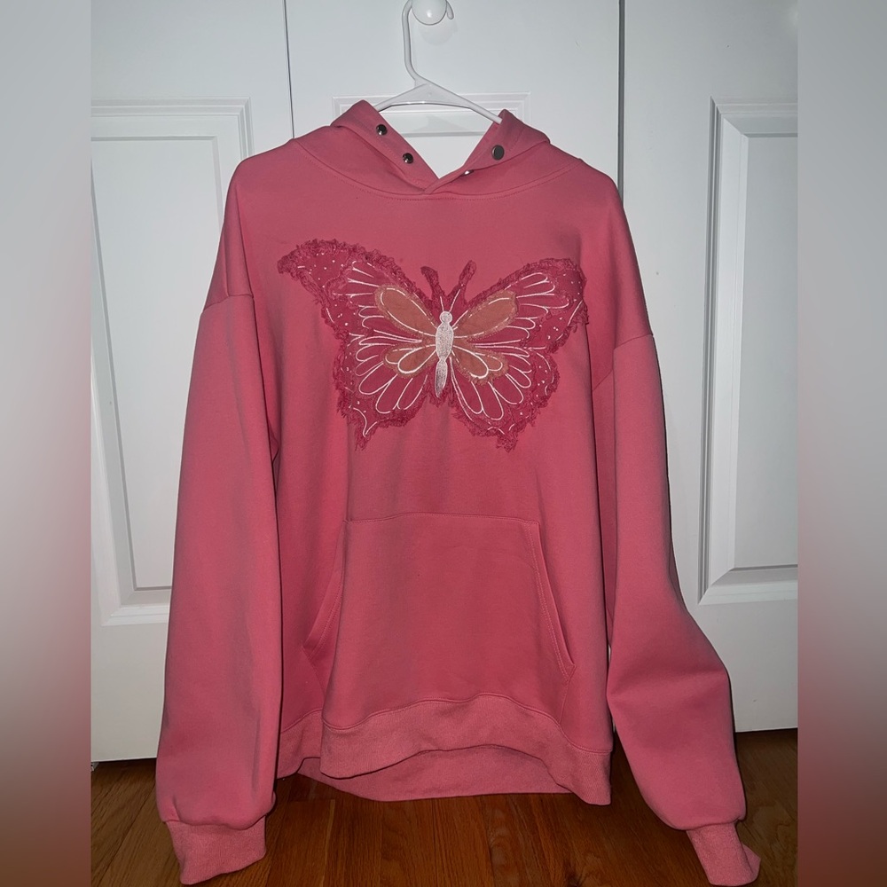 Aelfric Eden Pink Butterfly Oversized Hoodie - Size M